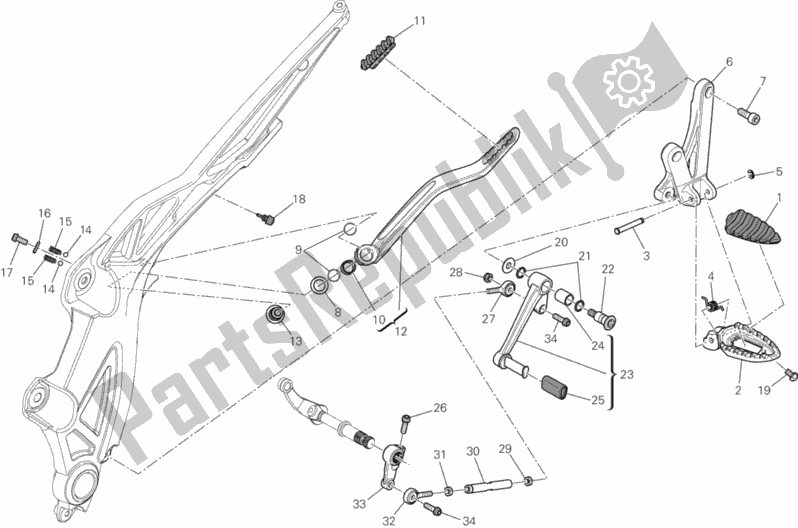 All parts for the Footrests, Left of the Ducati Diavel Carbon FL USA 1200 2017